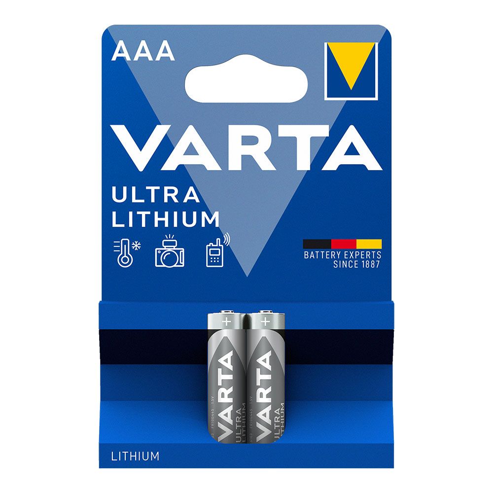 Pilha varta ultra lithium AAA - LR03 (blíster 2 unid.) Ø10,5x44,5mm