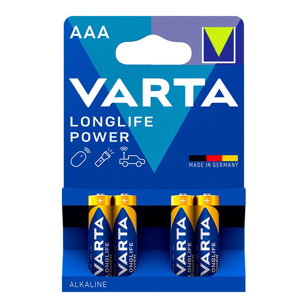 Pilha varta alcalina longlife AAA - LR03 2 tiras (10 blísters 4 unid.) Ø10,5x44,5mm