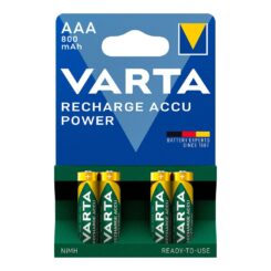 VARTA Pilha VARTA Recarregável Accu Power AAA - HR03 800mA (Blíster 4 Unid.) Ø10,5x44,5mm