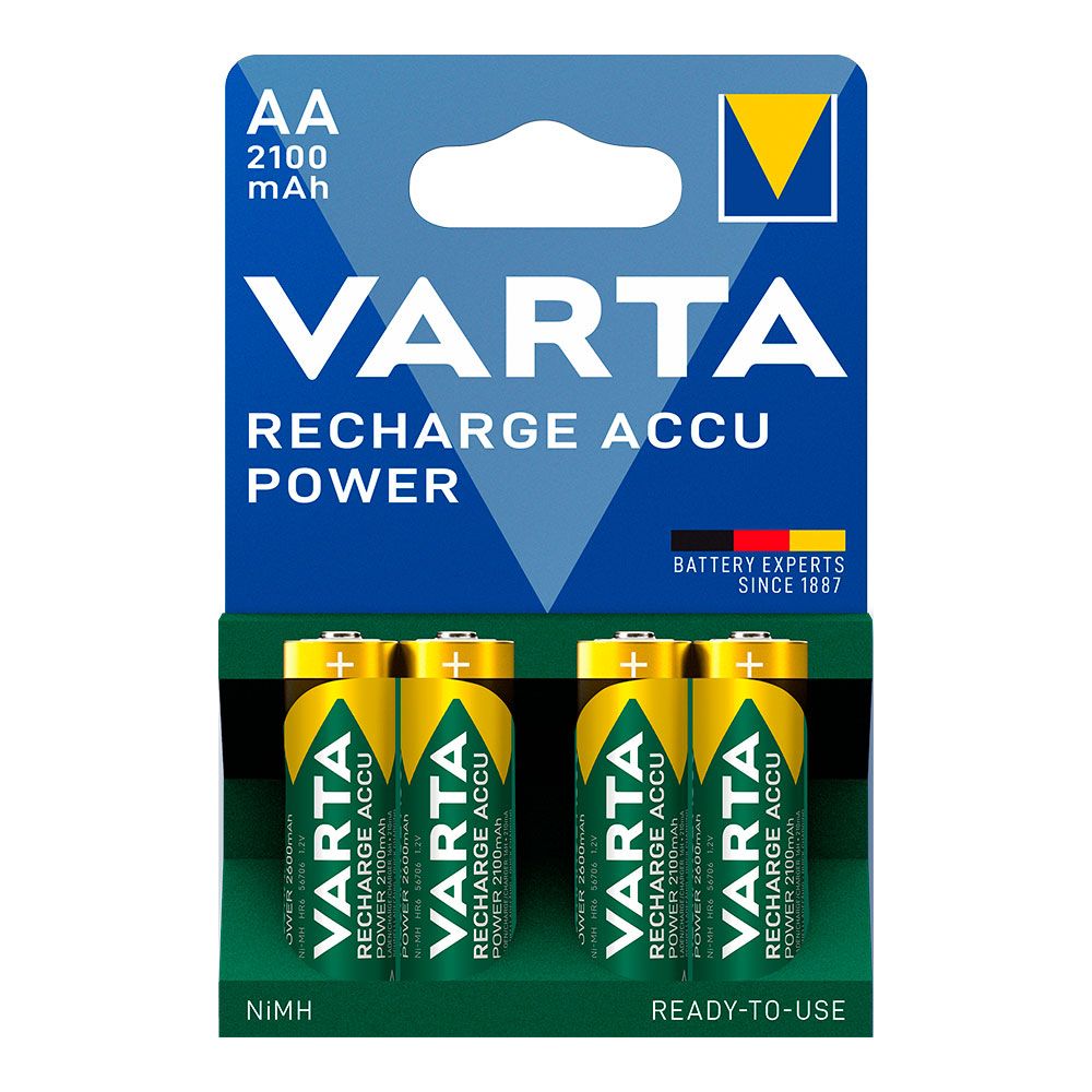 Pilha varta recarregável accu power AA - HR6 2100mA (blíster 4 unid.) Ø14,5x50,5mm