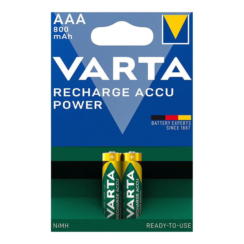 VARTA Pilhas Recarregáveis Accu Power AAA - HR03 800 mAh (Blister 2 Unidades)