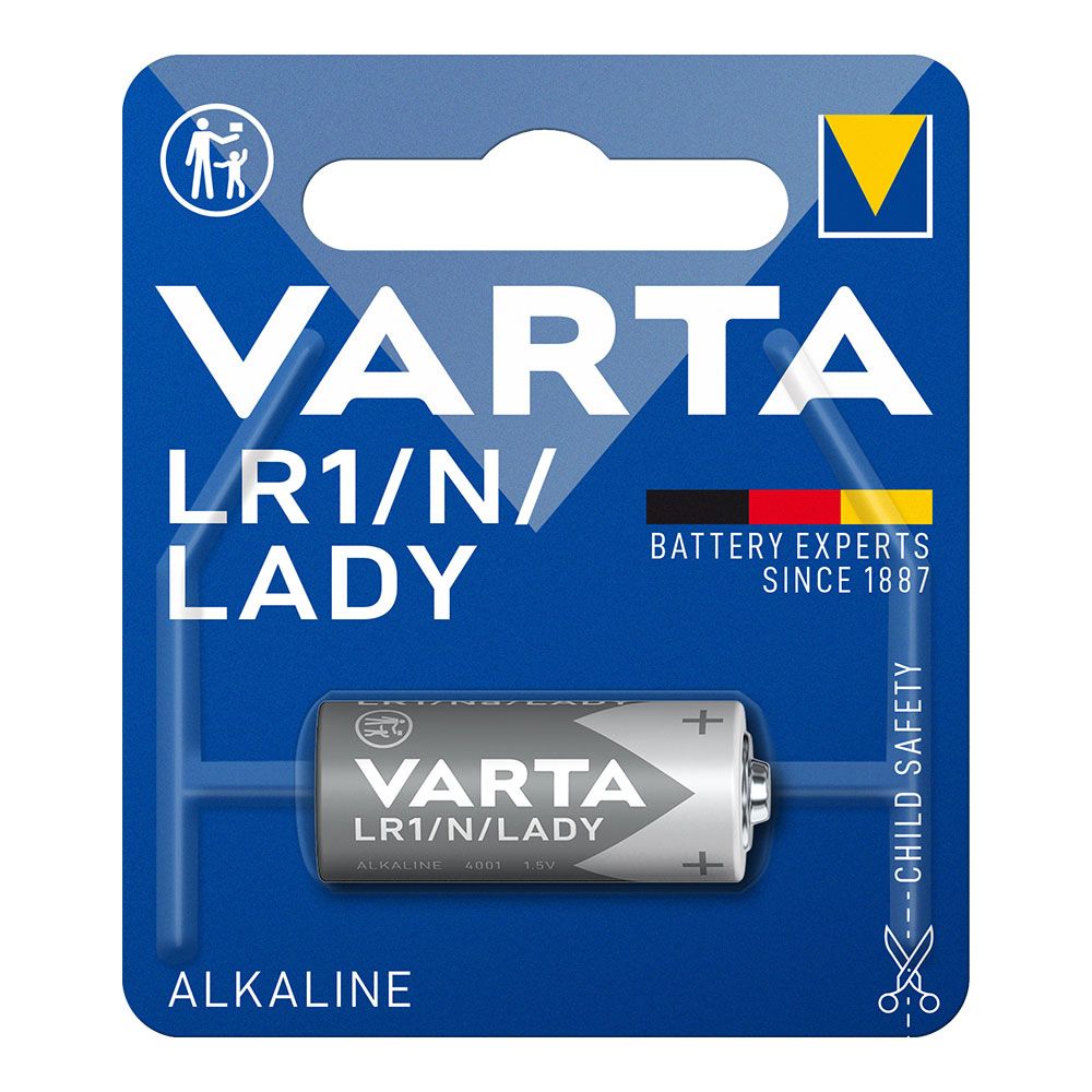 Pilha varta alcalina LR1 lady 1.5V (blíster 1 unid.) Ø12x30,2mm