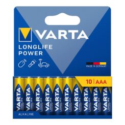 Pilha alcalina Longlife Power AAA - LR03 (blister de cartão de 10 unid.), ø10,5 x 44,5 mm
