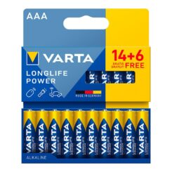 Pilha alcalina longlife power AAA - LR03, blister 20 unidades, 14 + 6, Ø10,5 x 44,5 mm