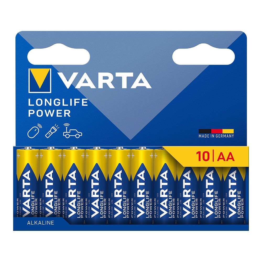 Pilha alkalina longlife power AA - LR06 (cartão blister 10 unid.) Ø14,5 x 50,5 mm