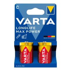Pilha alcalina Longlife max power c - lr14 (blíster de cartão 2 unidades) ø26,2 x 50 mm