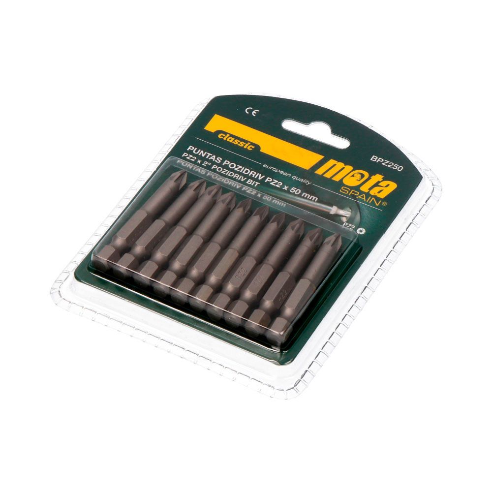 PONTAS POZIDRIVE PZ2 x 50 mm ¼ pol AÇO, 10 un