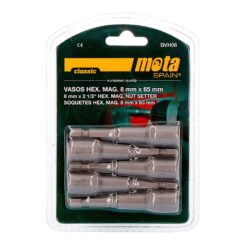 Pontas com soquetes hexagonais magnetica 8 x 65 mm, jogo 5 peças