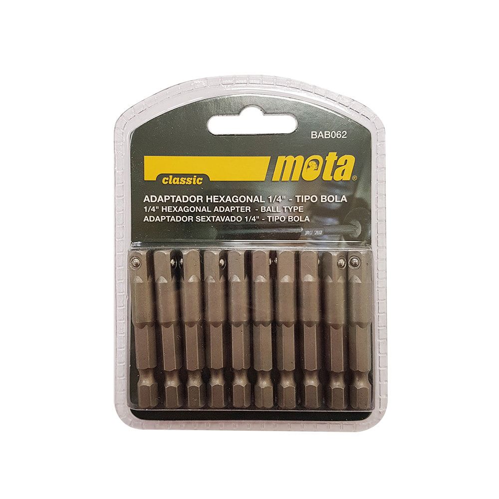 ADAPTADORES HEXAGONAIS T. BOLA 50 mm ¼ pol, 10 un