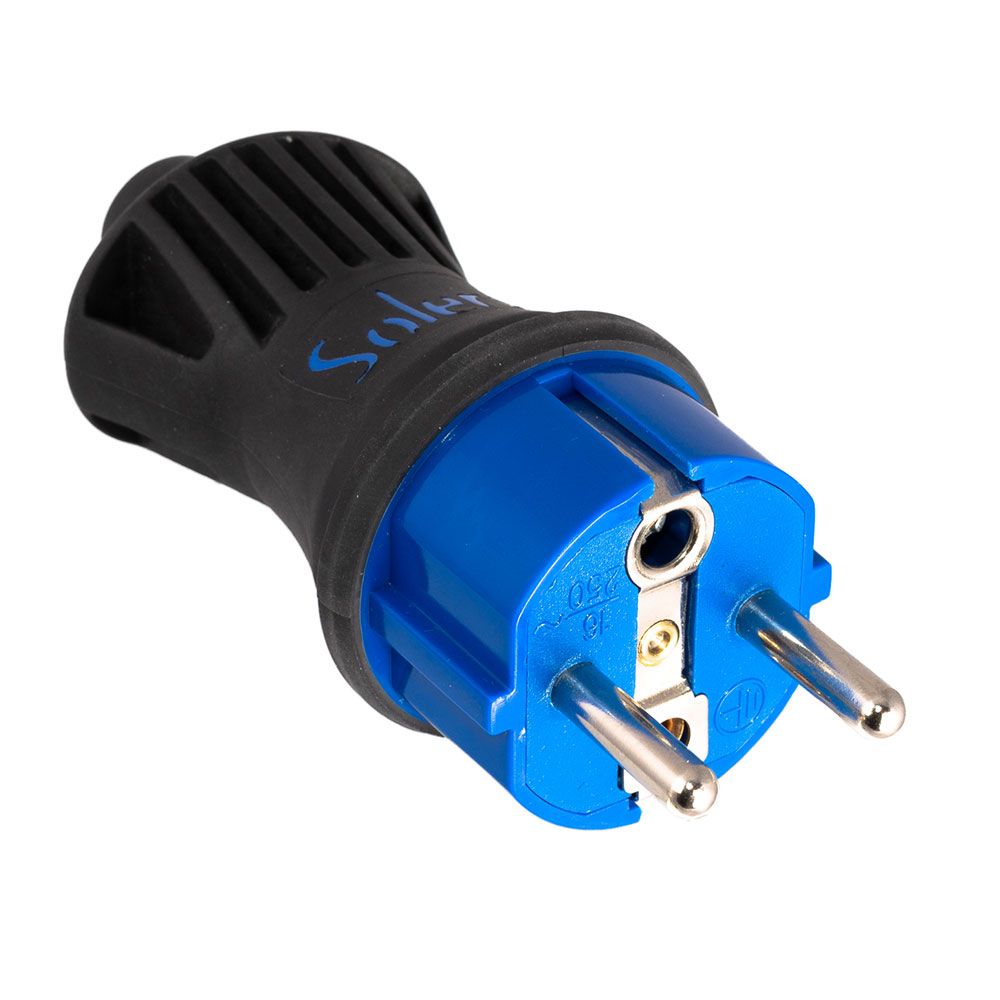 Ficha bipolar 16A 250V espigão de ø 4,8mm preto termoplástico 5706CK solera