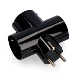 Ficha 2P+T tipo F triplo baquelite preta t/tl 16A 250V (retractilada)