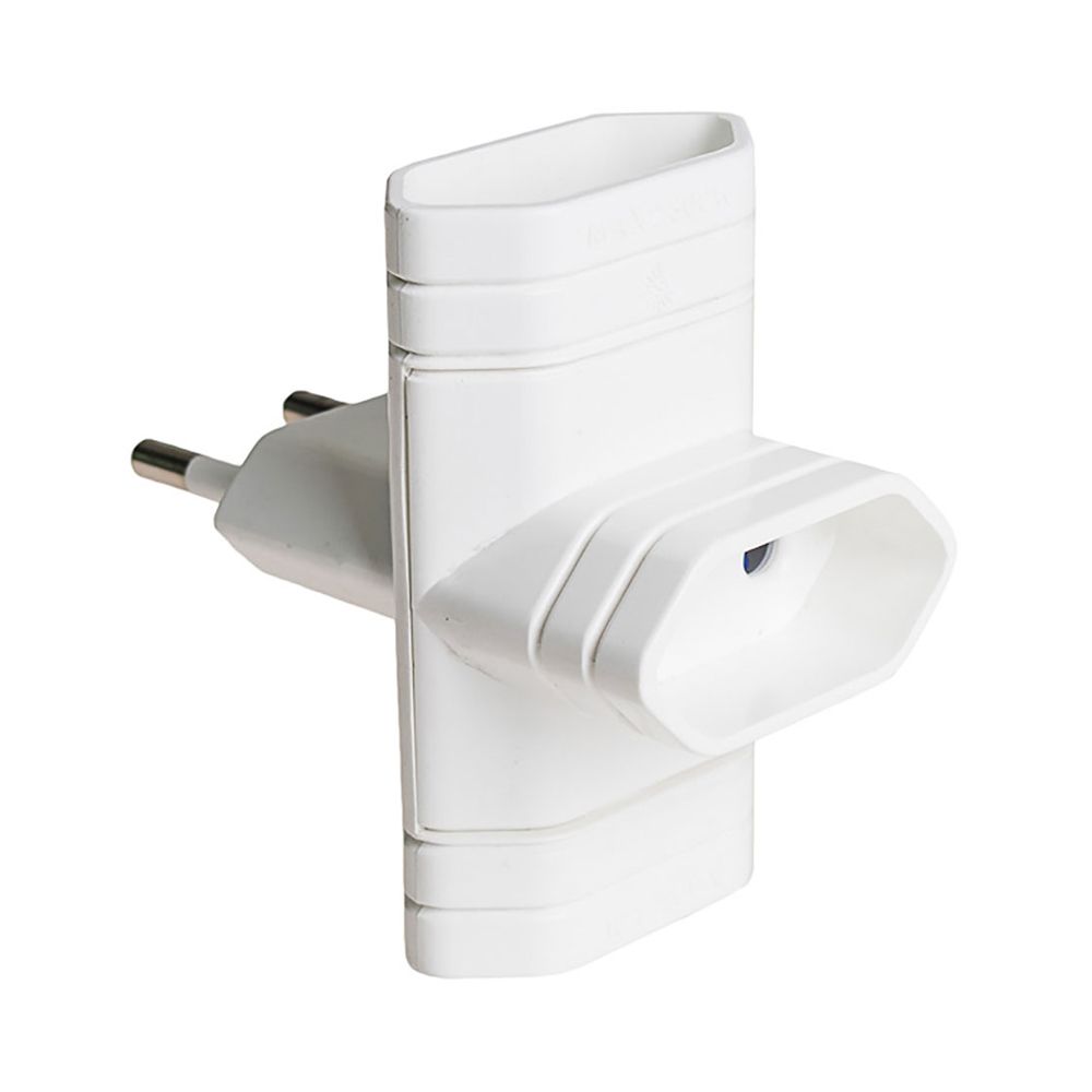 Ficha tripla 10A 250V 4mm 2300W branca solera 6009