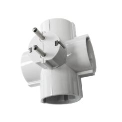 Adaptador quádruplo 2P+T, 16A 250V~ entrada lateral, branco (retrátido) (embalado em película)