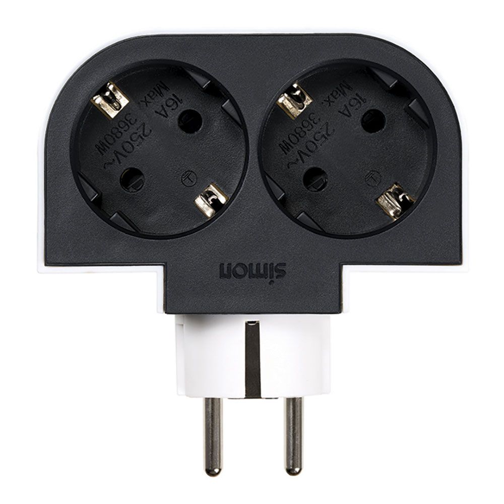 Adaptador giratório schuko 2 tomadas 16A 250 v~