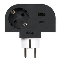 Adaptador giratório Schuko 1 tomada + usb a+c 30 w 16 a 250 v~