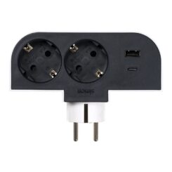 Adaptador giratório schuko 2 tomadas + USB A+C 30 W 16 a 250 v~