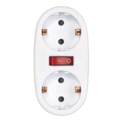 Adaptador de 2 tomadas schuko frontal com interruptor, 16 a 250 v~, branco