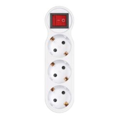 Adaptador de 3 tomadas schuko frontal com interruptor, 16 a 250 v~, branco