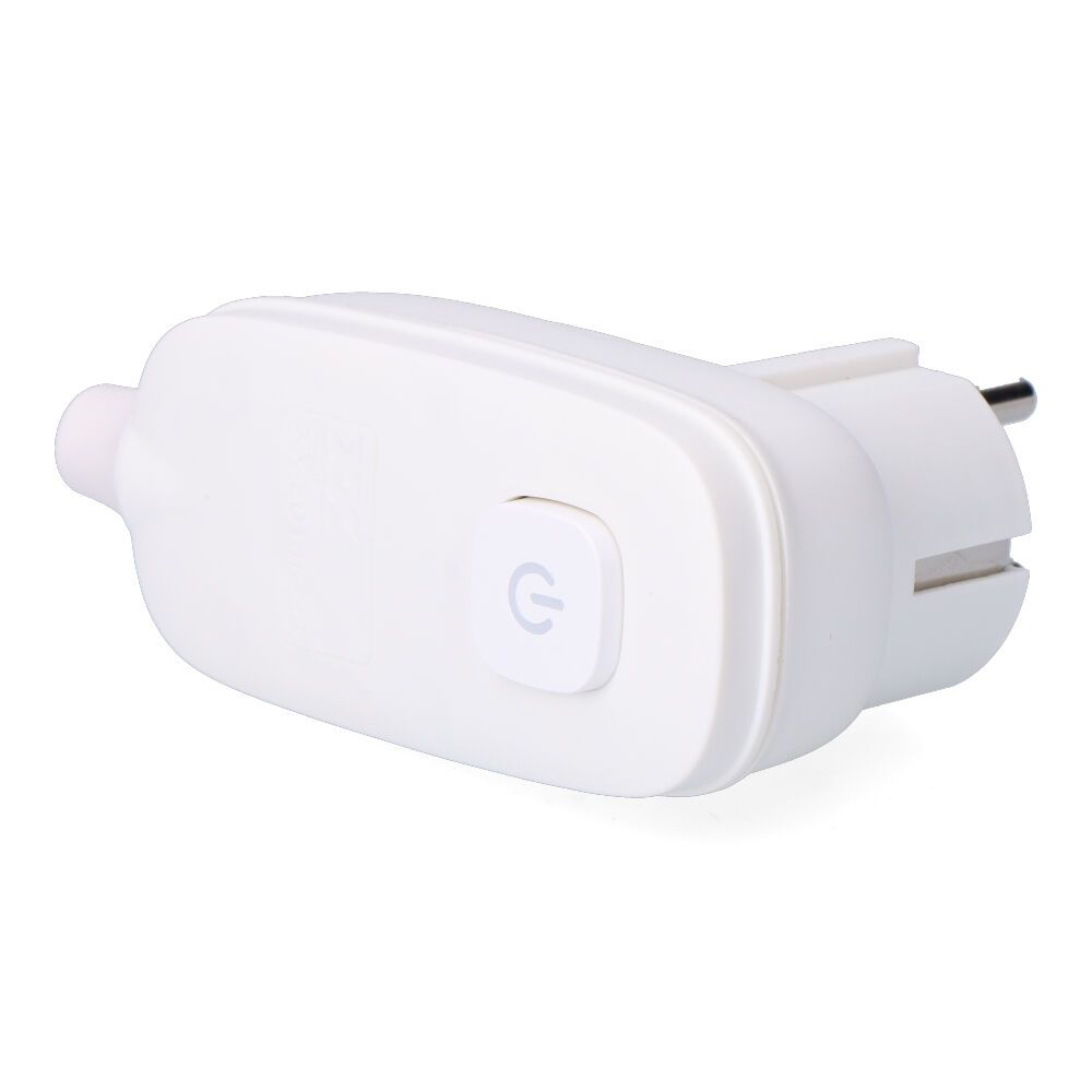 Plugue com T/T (schuko) + interruptor de LUZ 16 a 250 V, branco, 95 x 40 x 70 mm (embalado em película)