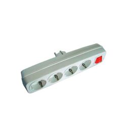 Multiconector 4 tomadas 2P + T 16 a 250 V com interruptor iluminado, branco (embalado em película)