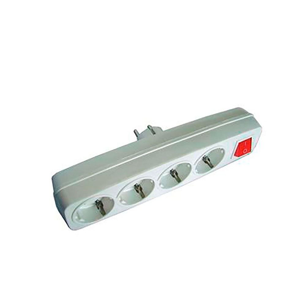 Multiconector 4 tomadas 2P + T 16 a 250 V com interruptor iluminado, branco (embalado em película)