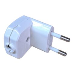 Ficha 2P 10A 250 V angular 90° branco (embalado em termostato)