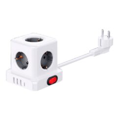 Base aérea 5 tomadas schuko 2P+T com interruptor 16 a 3680 W 250 v~ + 4 USB 3,1A (3 A+1 c), cabo de 1,5 m, branca