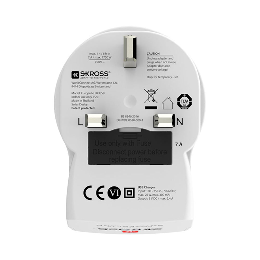 Adaptador europeo a reino unido USB skross 1500280 - Image 3