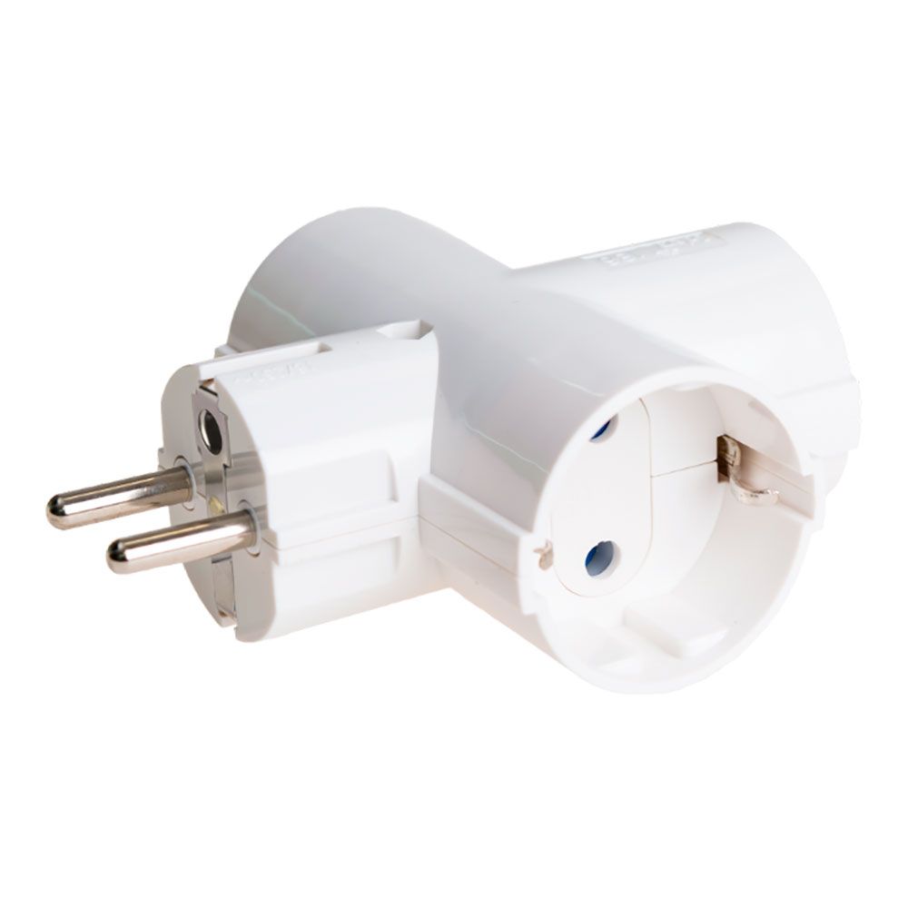 Adaptador schuko triplo 2P+T 16A 250V~ branco