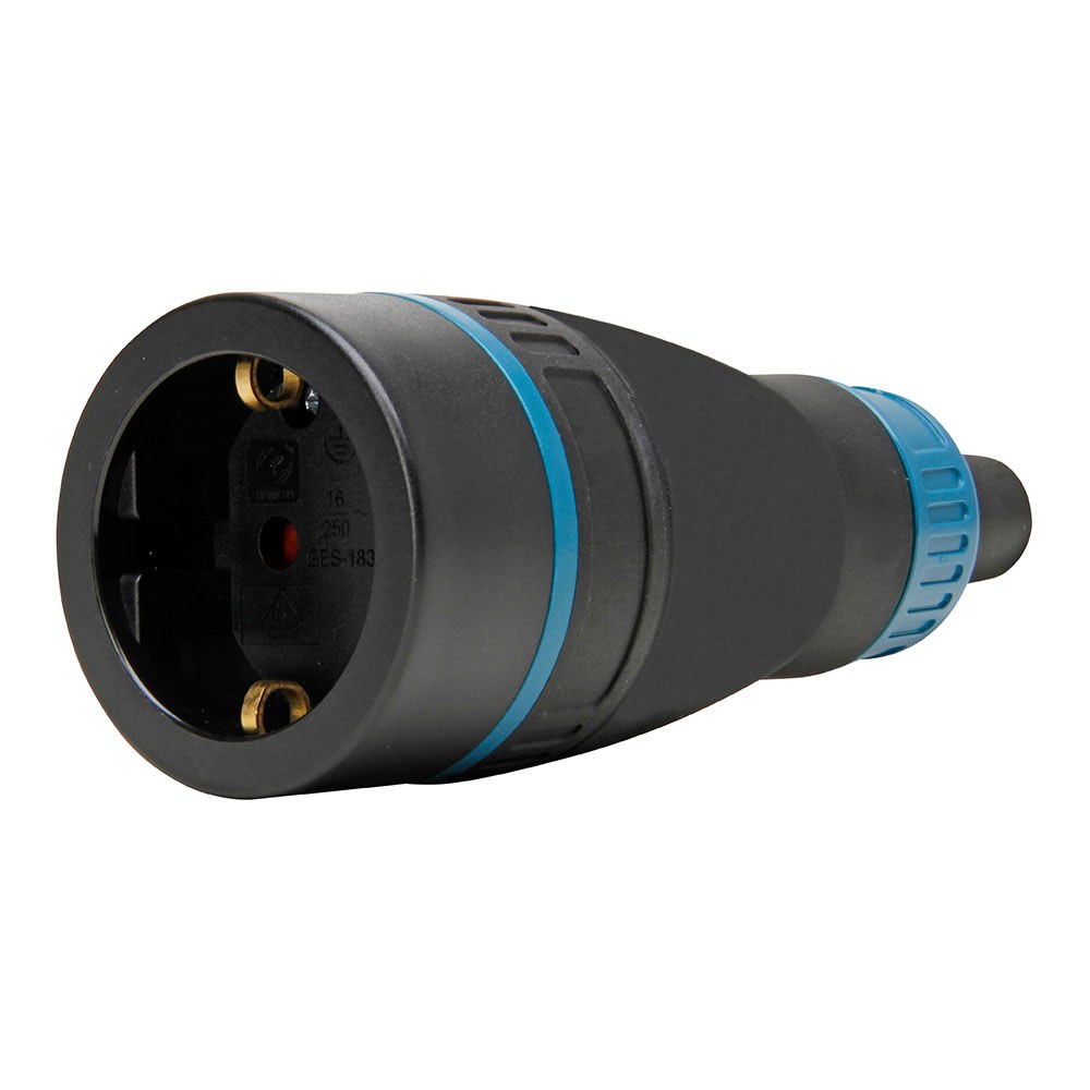 Ficha fêmea bipolar com T/T 16A 250 V, preta, máx. 3 x 1,5 mm²