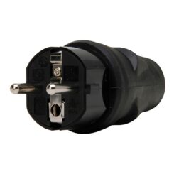 Ficha macho 2P+T 16A 250 V, IP20, preta, máx. 3 x 1,5 mm²
