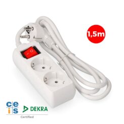 EDM Base múltipla 2 tomadas 2p+e com interruptor iluminado, 16a 250 v~ cabo de 1,5 m h05vv-f 3 g 1,5 mm² branco