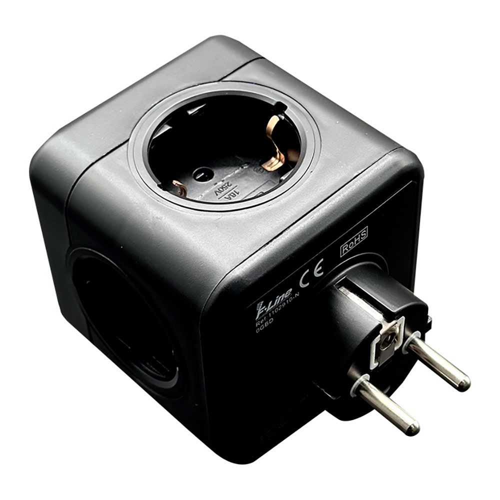 Ficha modular 5 tomadas schuko 2P+T 16 a 3680 W 250 v~ preto compatível com REF 40292, 40293