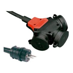 Adaptador múltiplo schuko borracha IP44 2P+T 16 a 250 v~ 10 m cabo 3G2,5 mm² preto
