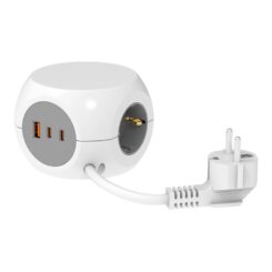Extensão combiball com 3 tomadas schuko 16 a + 1 USB a + 2 USB C, 30 W, branco