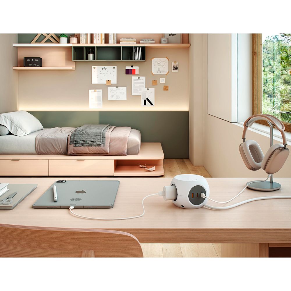 Extensão combiball com 3 tomadas schuko 16 a + 1 USB a + 2 USB C, 30 W, branco - Image 3