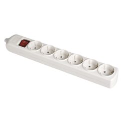 Base de tomada bipolar com 6 saídas t/tl de 10/16 a 250 V, sem cabo, com interruptor, branca.