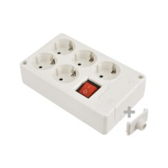 Tomada múltipla de 5 entradas t/tl 10/16 a 250 V, sem cabo, com interruptor, branca