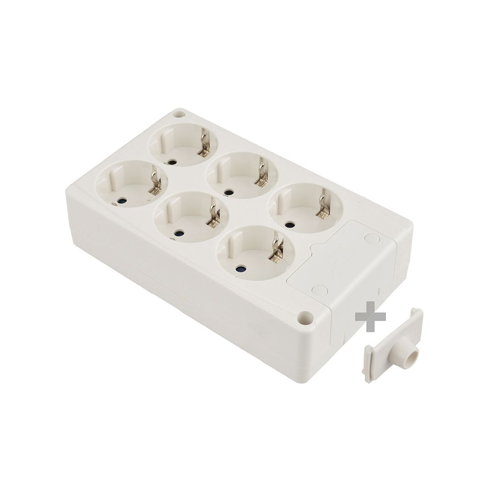 Base bipolar com 6 tomadas, 10/16 a 250 V, retangular, sem cabo, branca