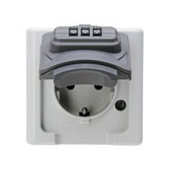 Base fixa 2P+E tipo F superfície cinzenta 16A 250V~ com fechadura combinada