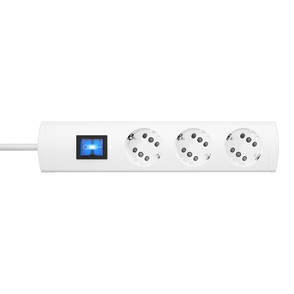 Base múltipla de 3 saídas com interruptor, cabo de 1,4 m H05VV-F 3G1,5 mm², 16A 250V~, branca