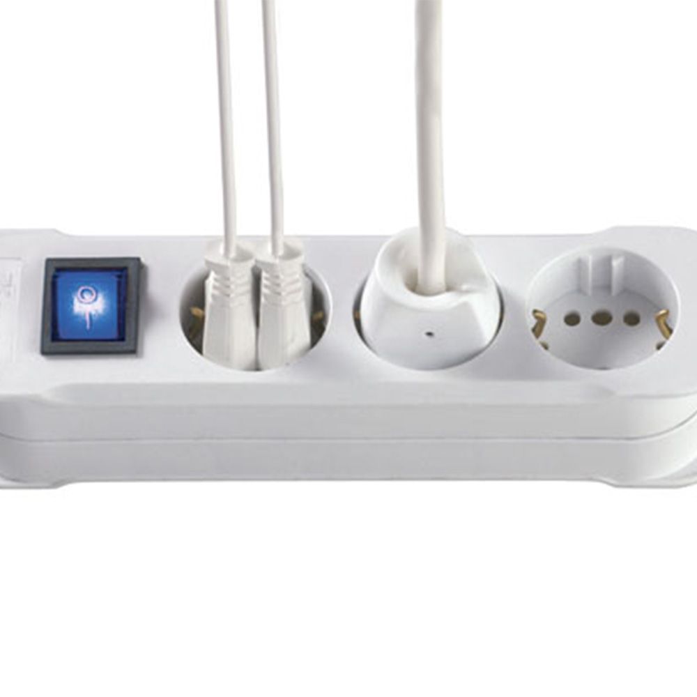 Base múltipla de 3 saídas com interruptor, cabo de 1,4 m H05VV-F 3G1,5 mm², 16A 250V~, branca - Image 2