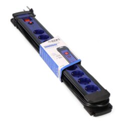 Base múltipla com 10 saídas, 2P+E, com interruptor iluminado e protetor, cabo de 3 m H05VV-F 3G1,5 mm² preta/azul