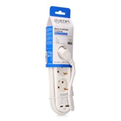 Base múltipla 3 entradas schuko, interruptor, 2 portas USB tipo a + c, cabo de 1,5 m H05VV-F, 3G1,5 mm², 16 a 250 v~, branca