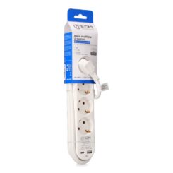 Base múltipla 4 entradas schuko, interruptor, 2 portas USB tipo a + c, cabo de 1,5 m H05VV-F, 3G1,5 mm², 16 a 250 v~, branca