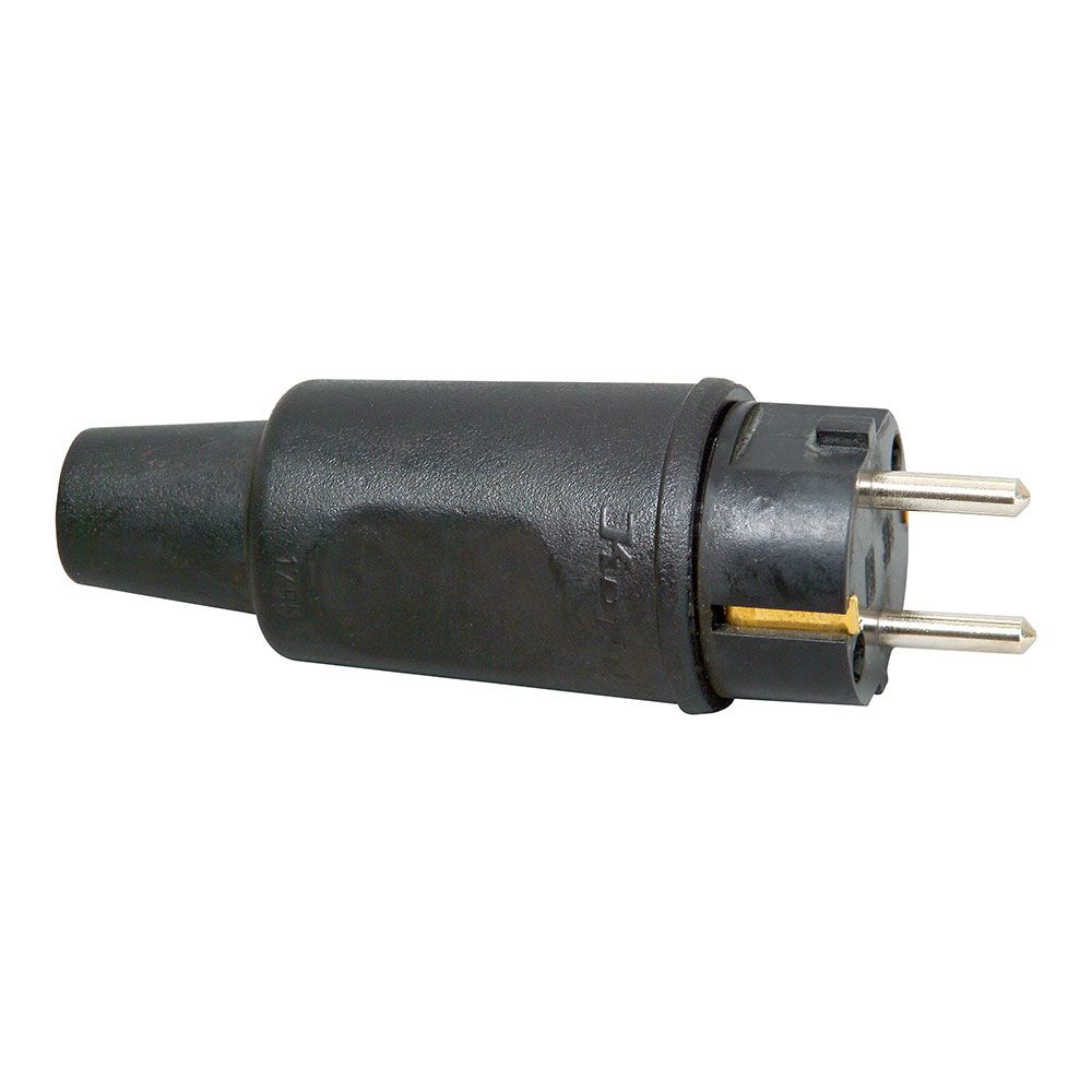 Ficha de borracha T/TL 4,8mm IP44 16A preto. kopp