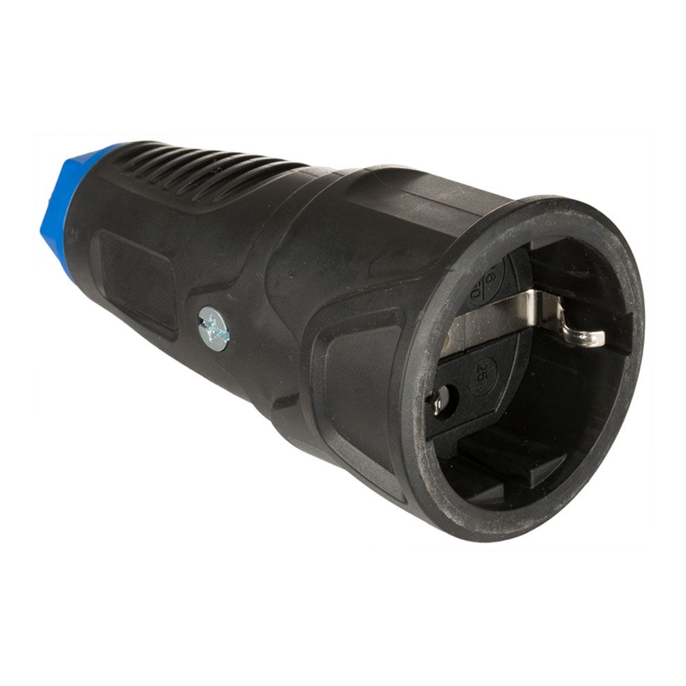 Tomada aérea de borracha 16A 250V T/TL IP20 4,8mm preto solera 17