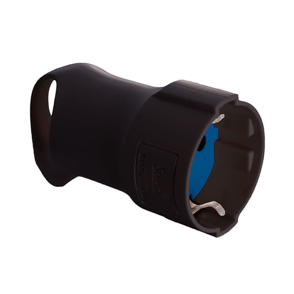 Base tipo F 4,8 mm 16 a 250 V T/TL com anel para fácil remoção, preto