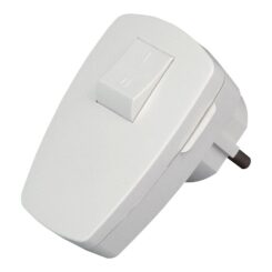 Plug ângulo branco 2P+E com interruptor 3X1,5MM 16A. kopp
