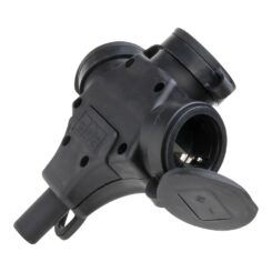 Base AR de borracha tripla 2P+E com tampa 16A 250V preta. kopp